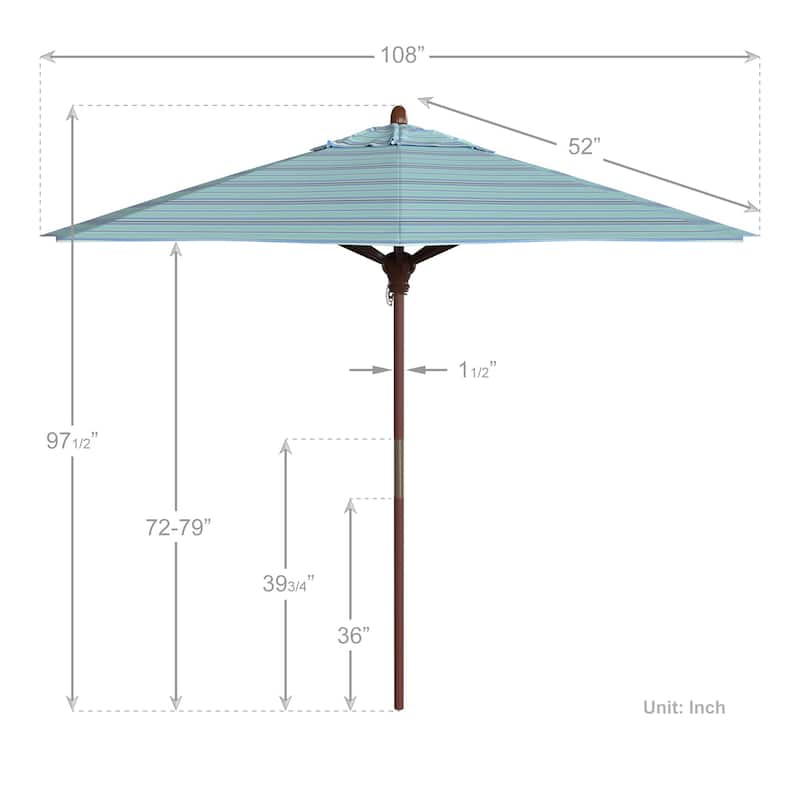 California Umbrella 9ft Marenti Wooden Sunbrella Patio Umbrella with Sunbrella Fabric, Base Not Included