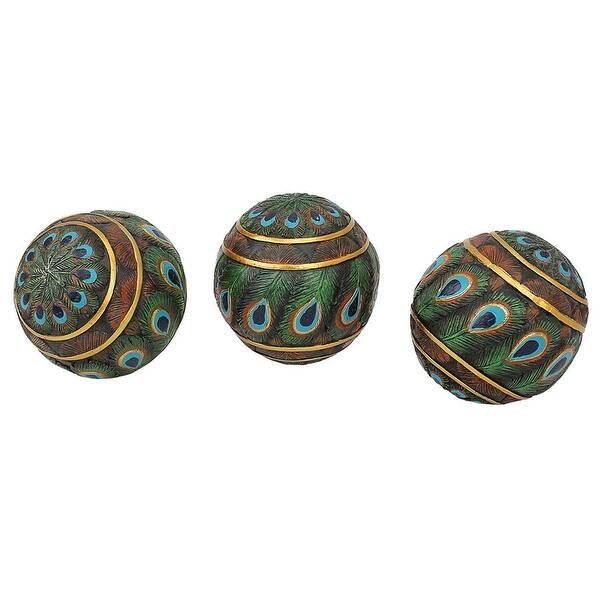 Shop Design Toscano Peacock Feathered Orbs Decorative Accent Balls