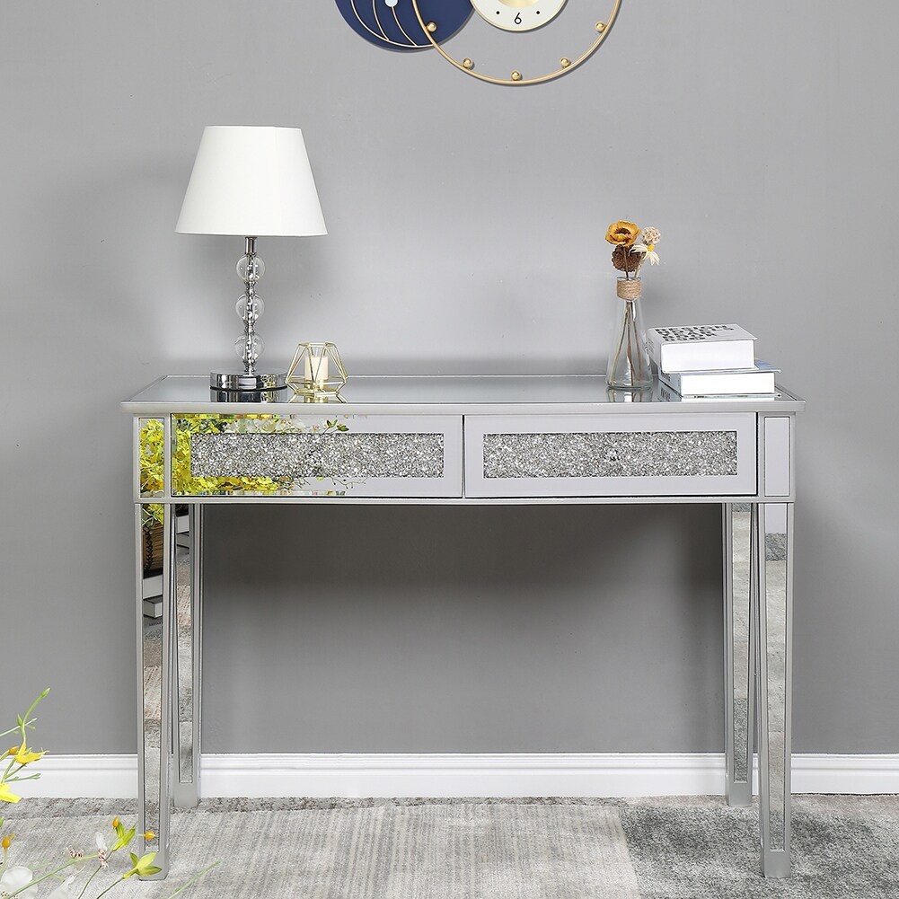 Computer table outlet with mirror