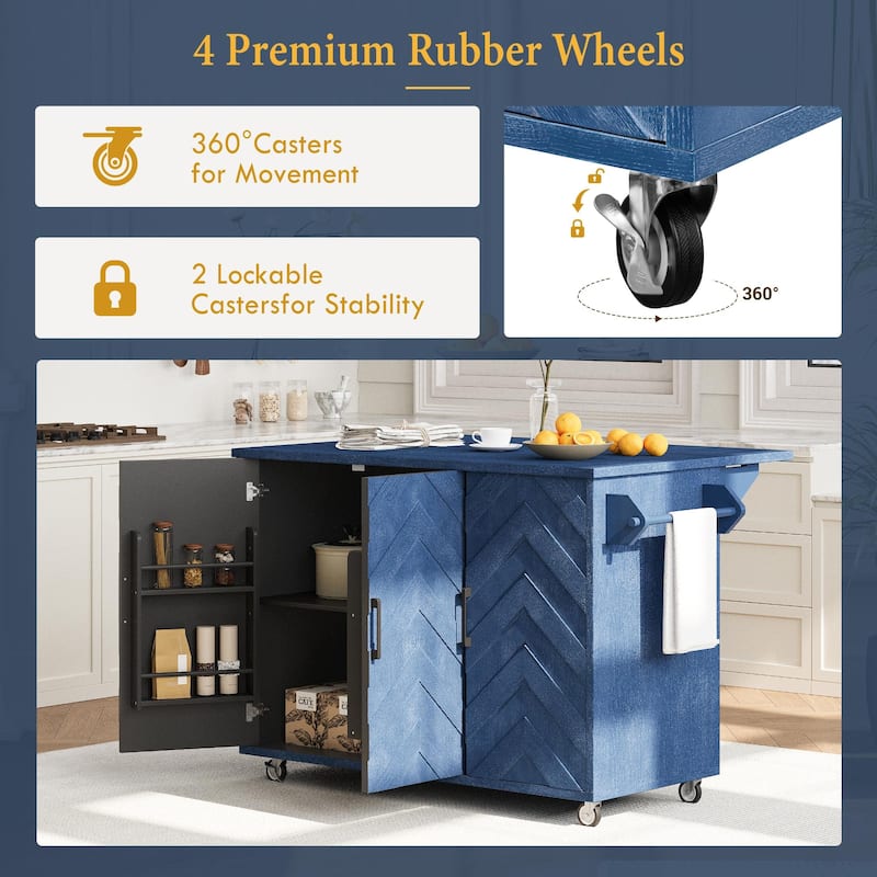 51.2"W Ash Veneer Solid Wood Handwoven Kitchen Island With Drop Leaf(no include stool)