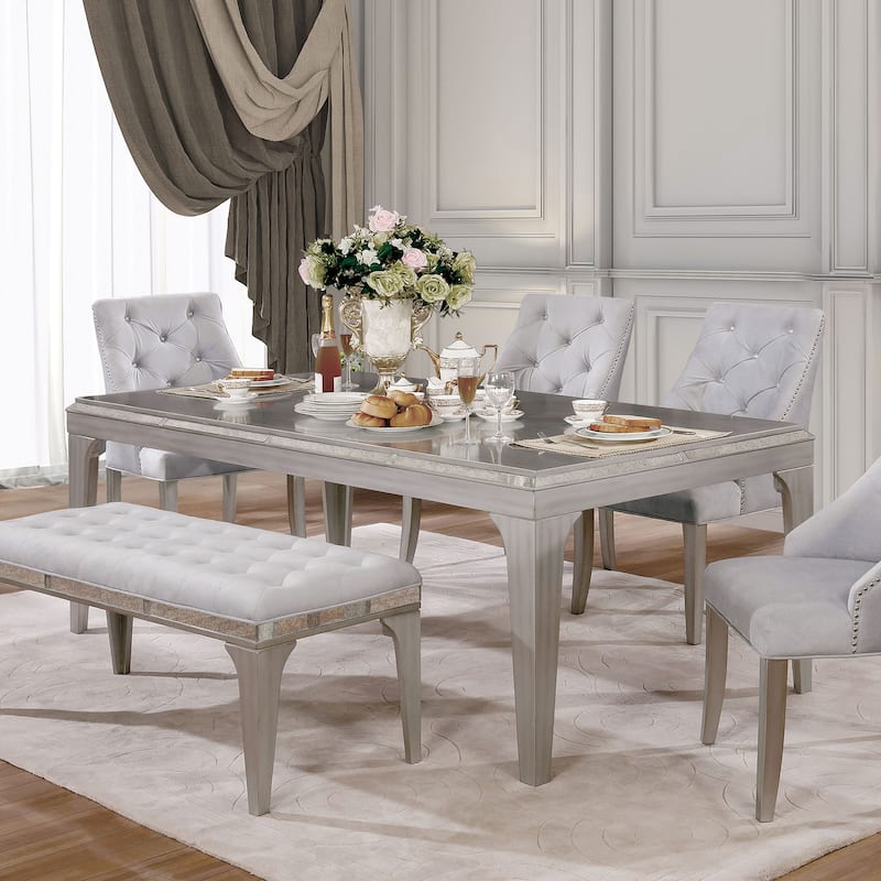 Furniture of America Weas Contemporary Silver 84-inch Wood Dining Table
