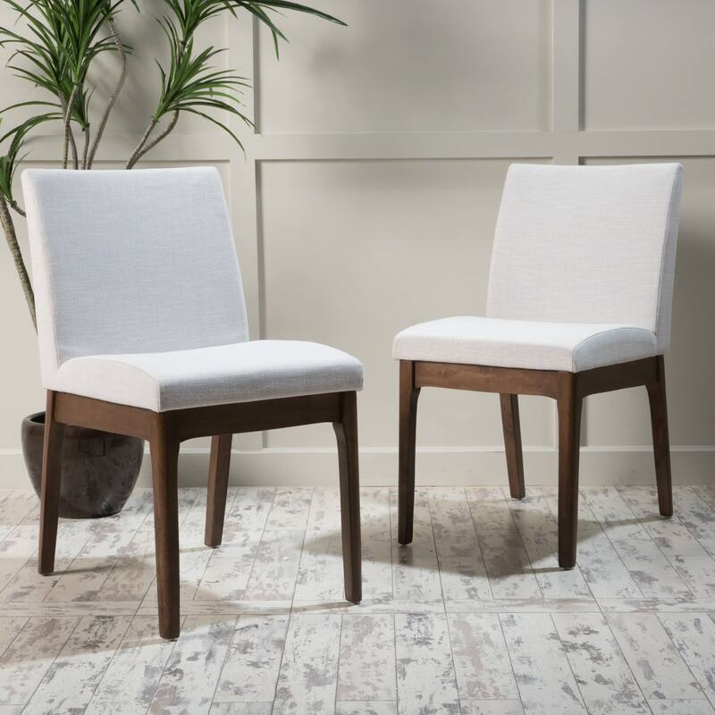 Christopher Knight Home Kwame Upholstered Dining Chairs (Set of 2) - Beige/Walnut Finish