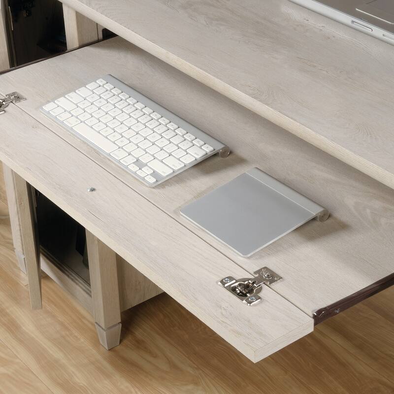 Engineered Wood Coastal Computer Desk with Slide-Out Keyboard Tray, Gray