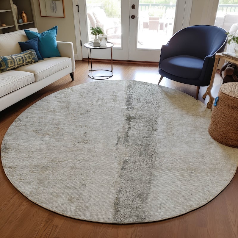 Machine Washable Indoor/ Outdoor Chantille Modern Contemporary Rug - Taupe - 8' x 8'