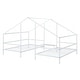 preview thumbnail 7 of 8, Metal Double Twin Triangular House Beds with Built-in Table, Stylish Double Twin Bed Frame for Kids, No Box Spring Needed, White