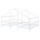 preview thumbnail 20 of 21, Twin Size Metal Double Triangular House Beds with Built-in Table for Kids, Boys and Girls, Bedroom