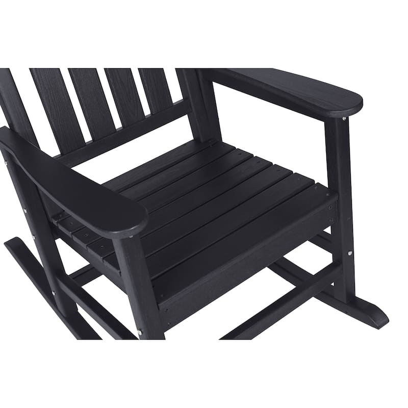 Outdoor Wooden Oversized Rocking Chair, All Weather Resistant Porch Rocker for Lawn Garden, White