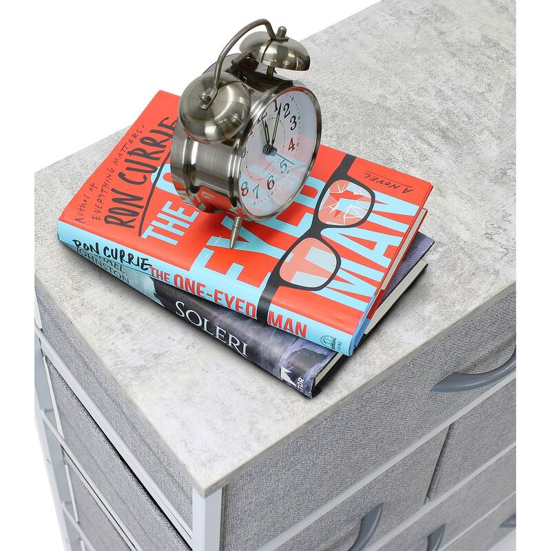 Modern Fabric and Metal 9-cubby Storage Tower