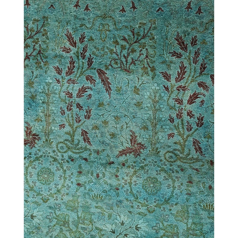Overdyed, One-of-a-Kind Hand-Knotted Area Rug - Blue - 12' 3" x 17' 7"
