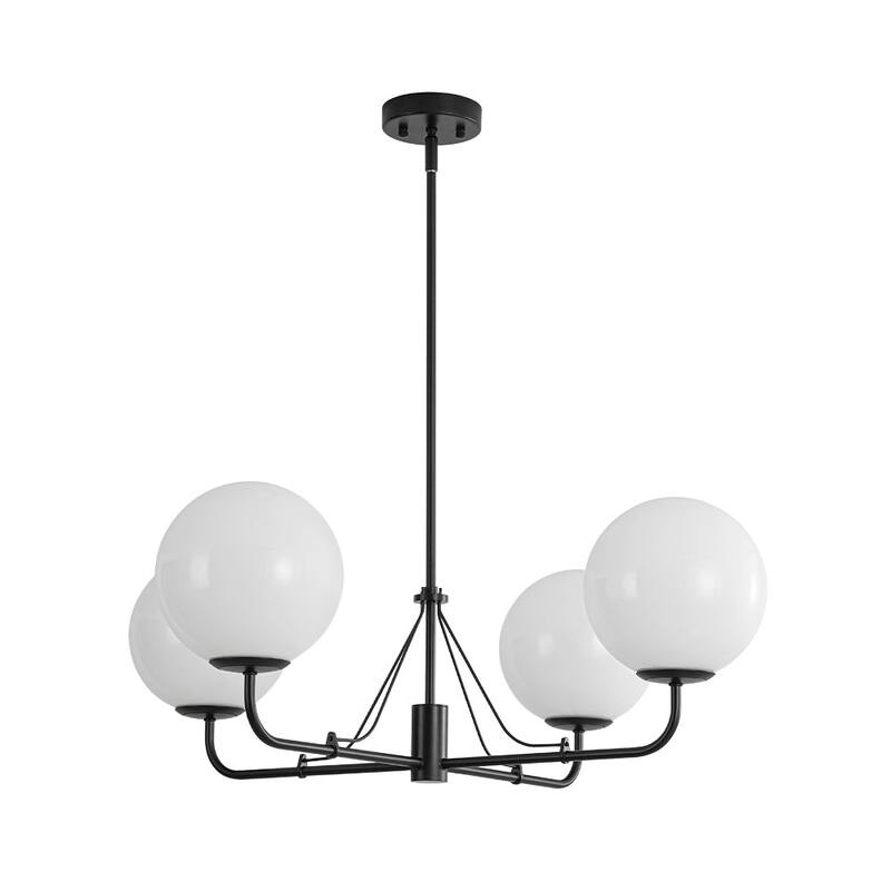 Modern Opal Glass Globe Quadra Dining Chandelier