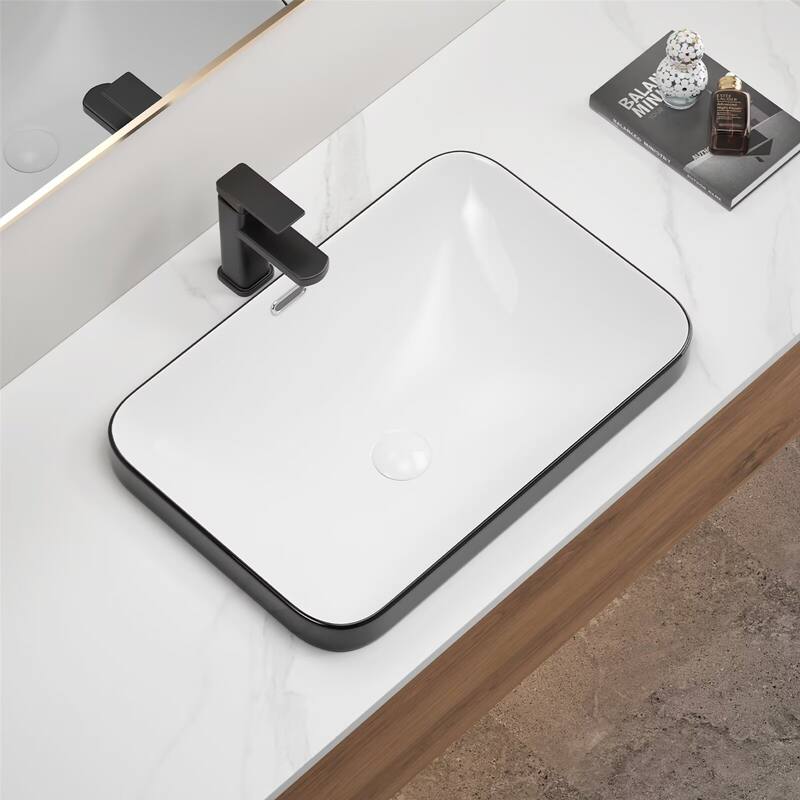 Ceramic Undermount Bathroom Sink White Porcelain Vessel Basin