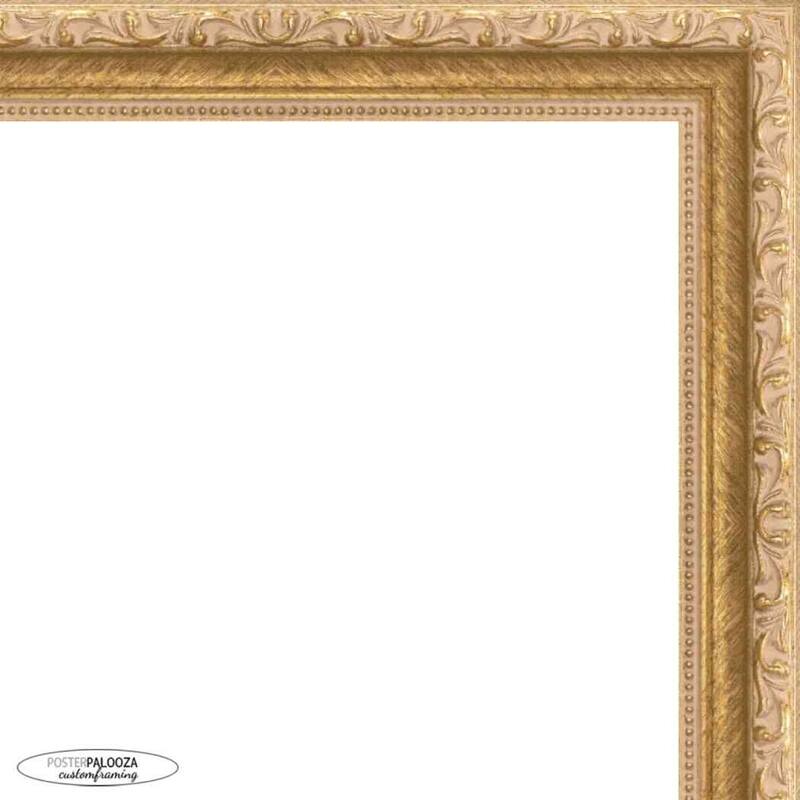 40x27 Traditional Gold Wood Picture Frame with UV Acrylic, Foam Board