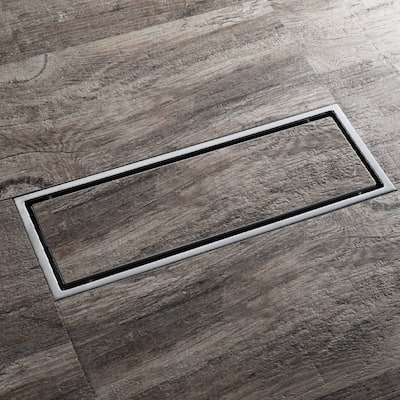 brushed nickel 12 inch stainless material shower drain with ABS base - 11.8 x 4.4