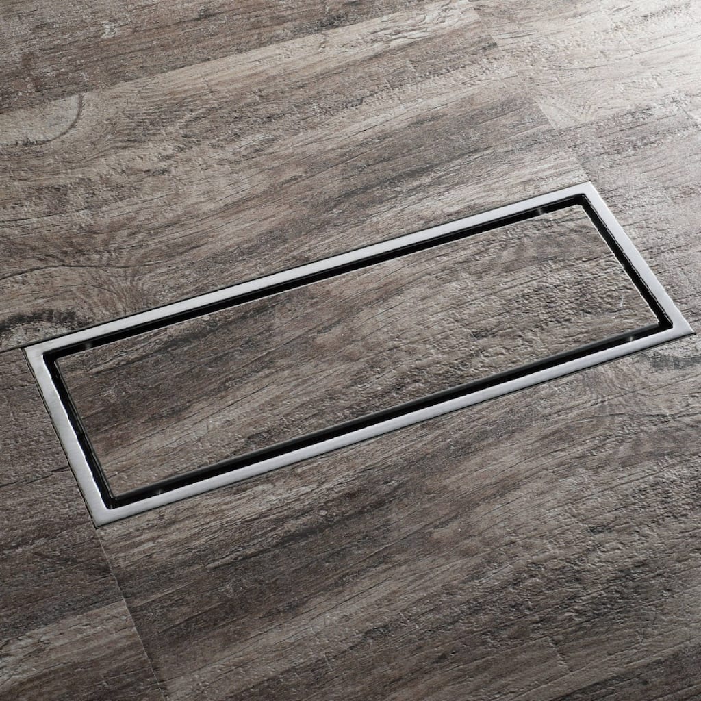 brushed nickel 12 inch stainless material shower drain with ABS base - 11.8 x 4.4