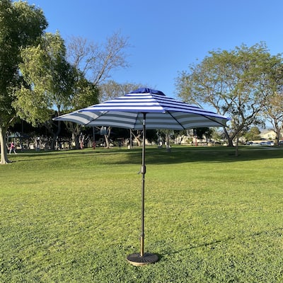 Davee 9ft Octagon Navy/White Stripes Market Umbrella With Stand/Base