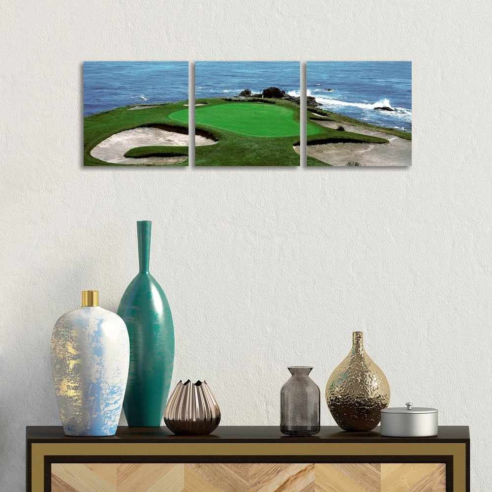 iCanvas "Pebble Beach Golf Course 8th Green Carmel CA" by Panoramic Images 3-Piece Canvas Wall Art Set