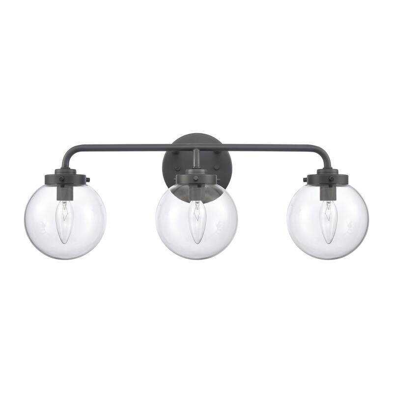 Fairbanks 22.75-inch Wide 3-Light Vanity Light in Matte Black and Clear - 23.25
