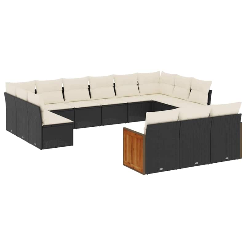 vidaXL Patio Sofa Set with Cushions Outdoor Conversation Furniture Poly Rattan