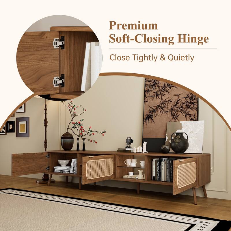 Modern TV Stand Entertainment Center, for 75/80/85 inch TV with Ample Storage and Open Shelf, for Living Room, Bedroom