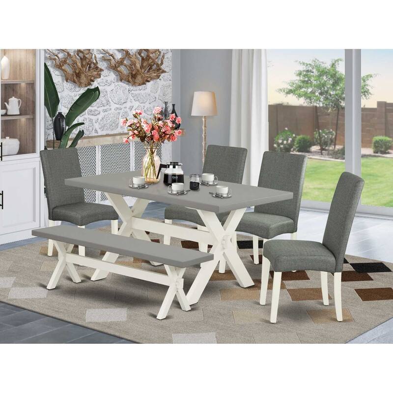 6-Piece Rectangle Natural Oak Finish Solid Wood Top Dining Table with 1-Bench, 4-Chairs with