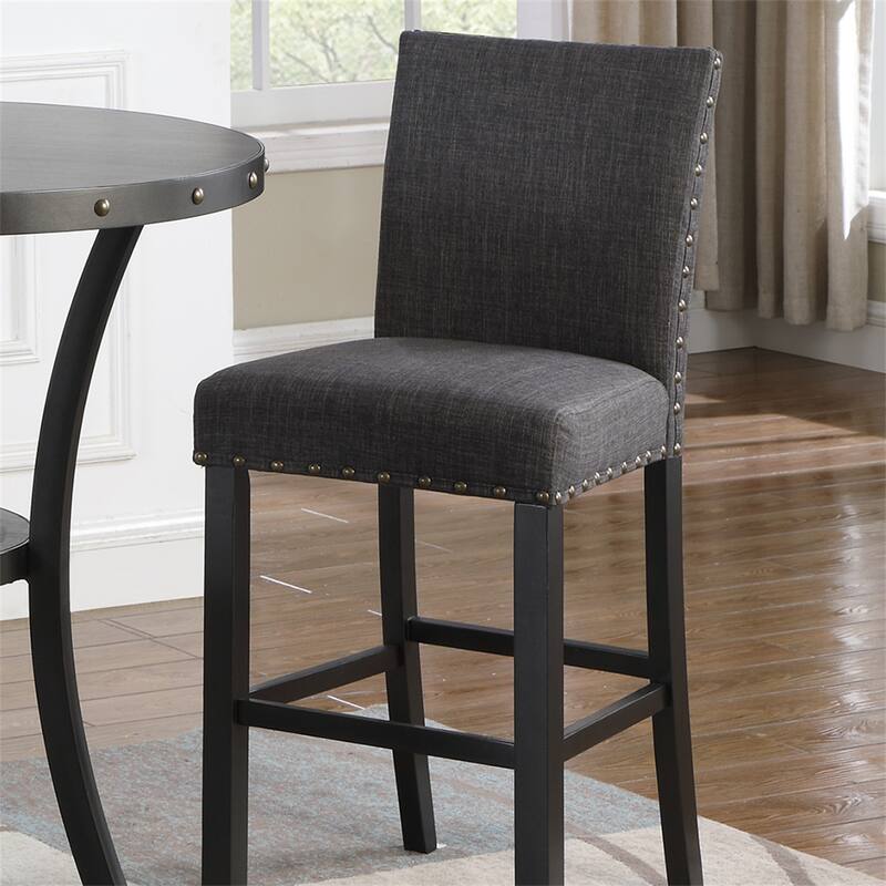 Fabric Bar Stools with Nailhead Trim, Set of 2