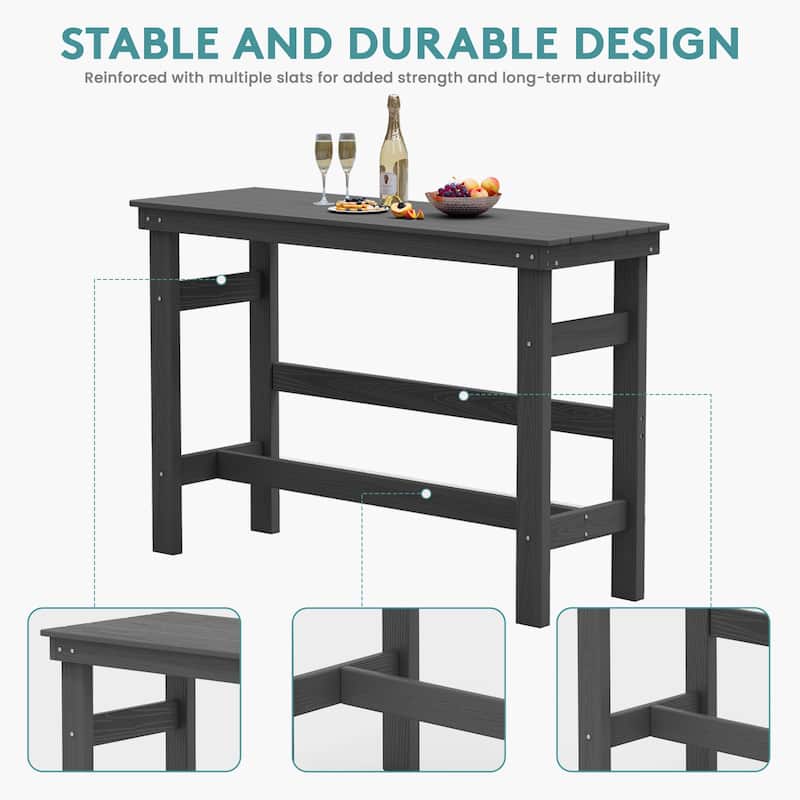 40-inch Outdoor Patio HDPE Pub Bar Table, Balcony Table