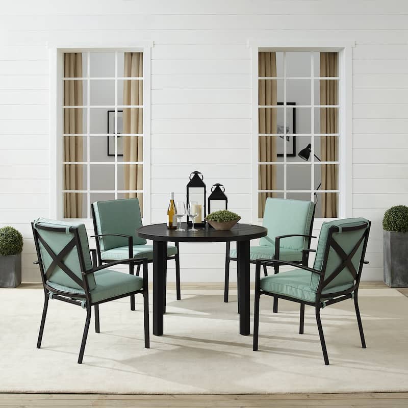 Crosley Kaplan 5Pc Outdoor Metal Round Dining Set- Table & 4 Chairs