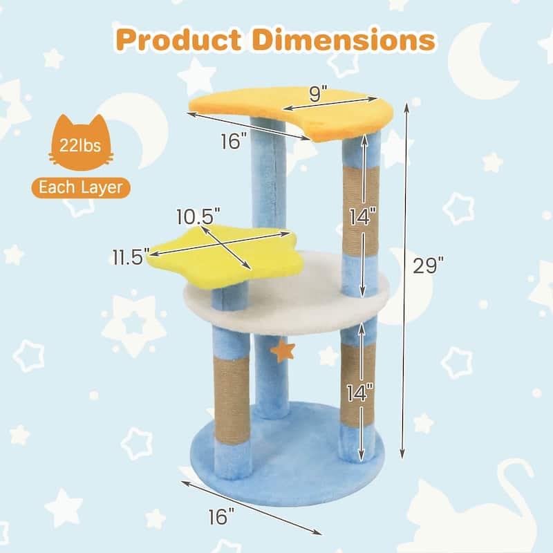 Costway 29” Cute Modern Cat Tree with Star & Moon Shaped Platforms, - See Details