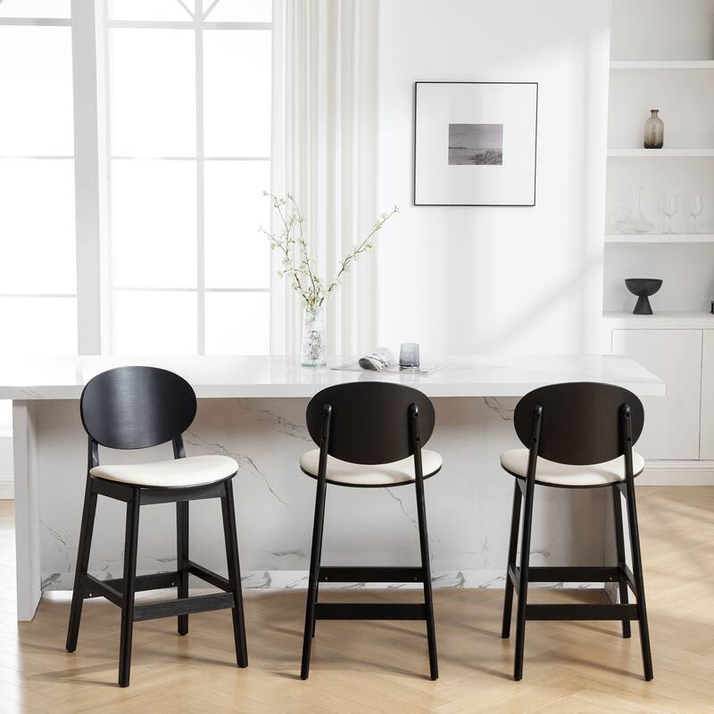 26-Inch Upholstered Wood Counter Stool/ Barstools - 37.4"H x 17.3"W x 18.7"D