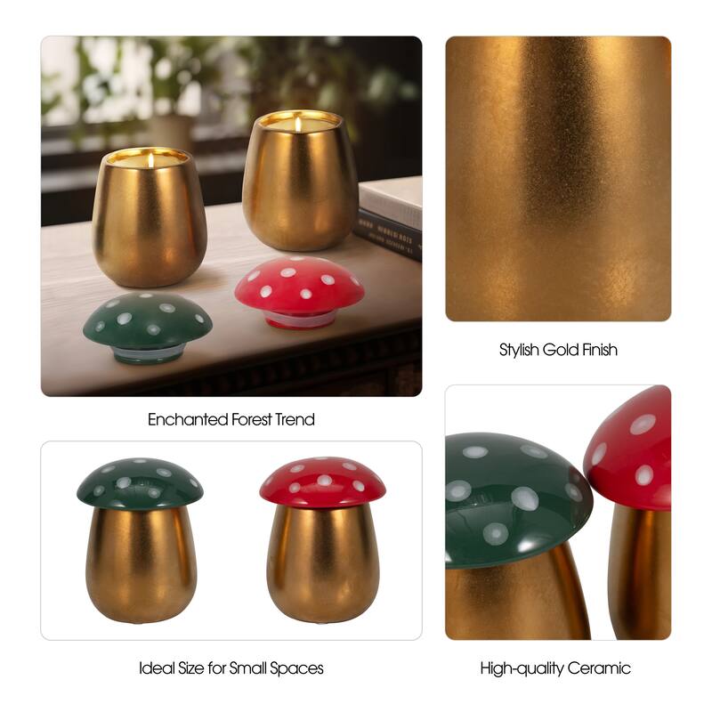 Sagebrook Home 6 Oz 5" Mushroom Cndle, Set of 2 - 4" x 4" x 5"