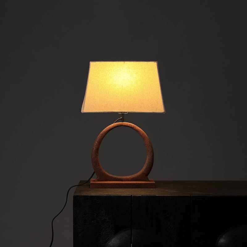Decorative Table Lamp with Wooden Base For Living Room-Bedroom-Home Decor-Table Decor-15X10X21"