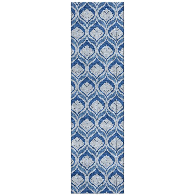 Machine Washable Indoor/ Outdoor Modern Trellis Chantille Rug