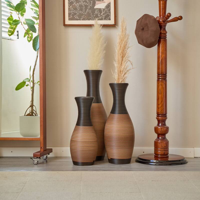 Hand-Woven PVC Rattan Floor Vase