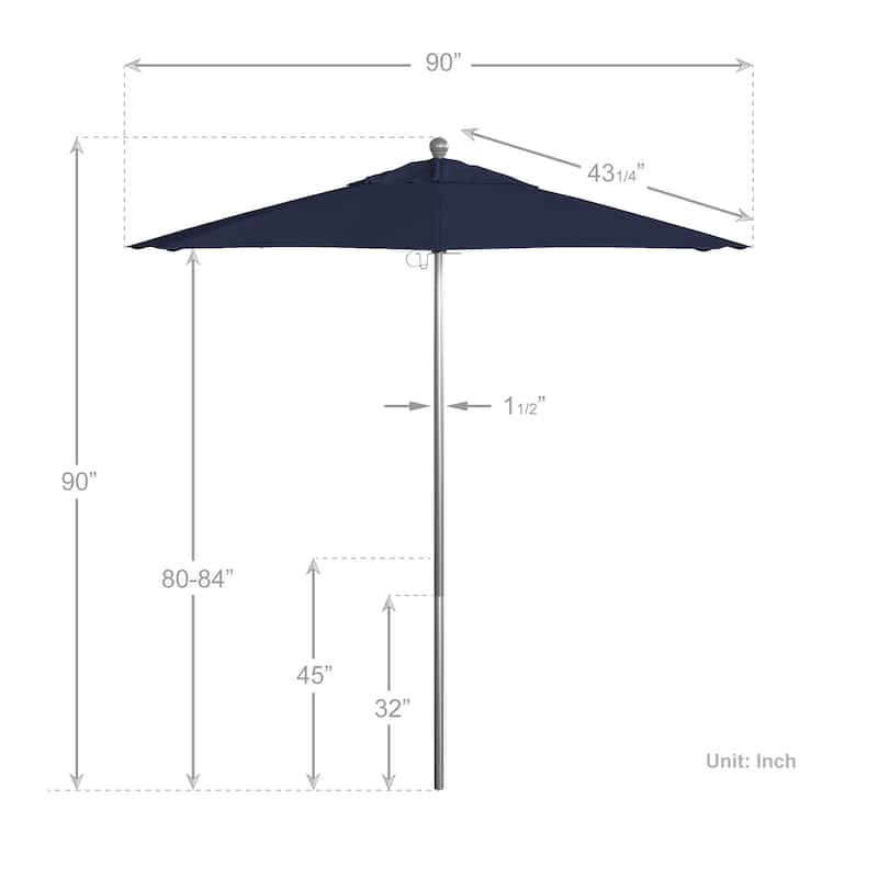 California Umbrella 75' Venture Series Patio Umbrella, Silver Aluminum Pole Fiberglass Ribs Push Lift Pacifica