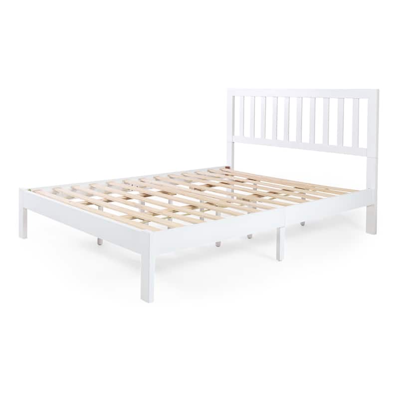 Wooden Bed Frame Wood Slat Support Bed Queen Size Platform Bed