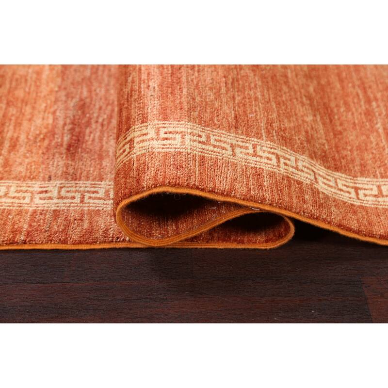 Orange Bordered Gabbeh Kashkoli Oriental Runner Rug Wool Hand-knotted - 2'7" x 9'1"