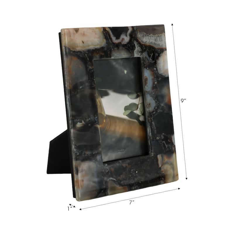 Stone Glass Photo Frame Contemporary Style Natural Textured Accents