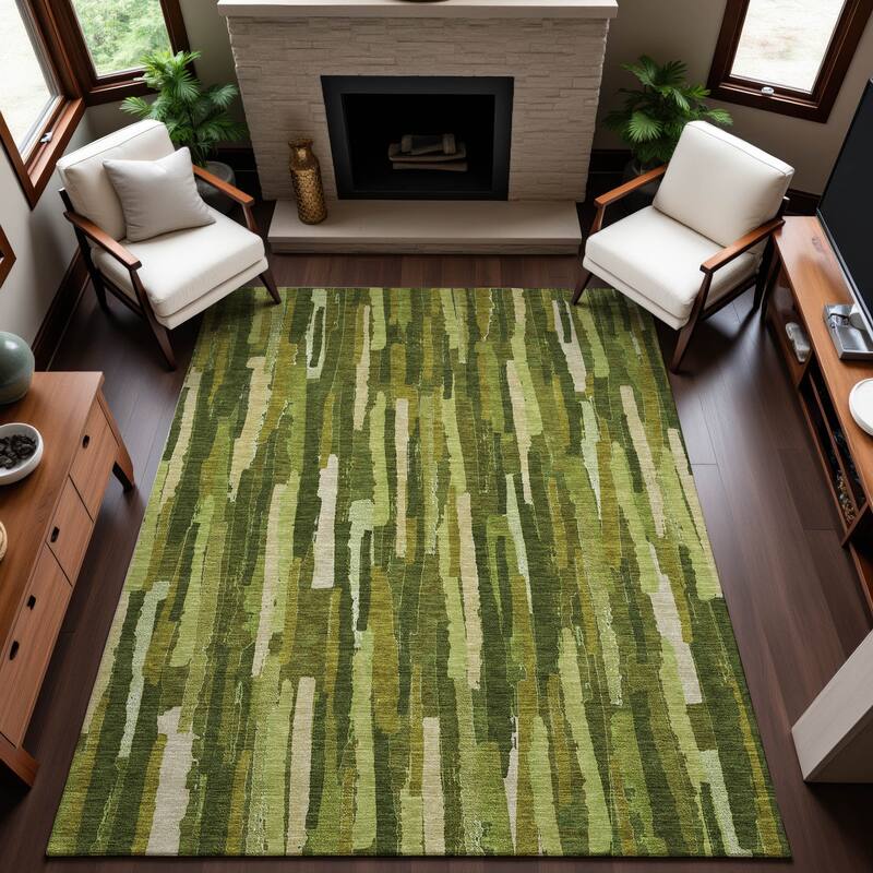 Premium Washable Super Soft Global Stripes Mayfield Rug - Green - 10' x 14'