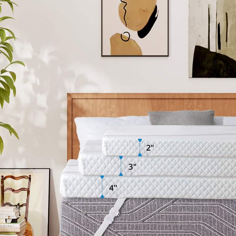 EGOHOME 3-inch Memory Foam Mattress Topper with Adjustable Straps