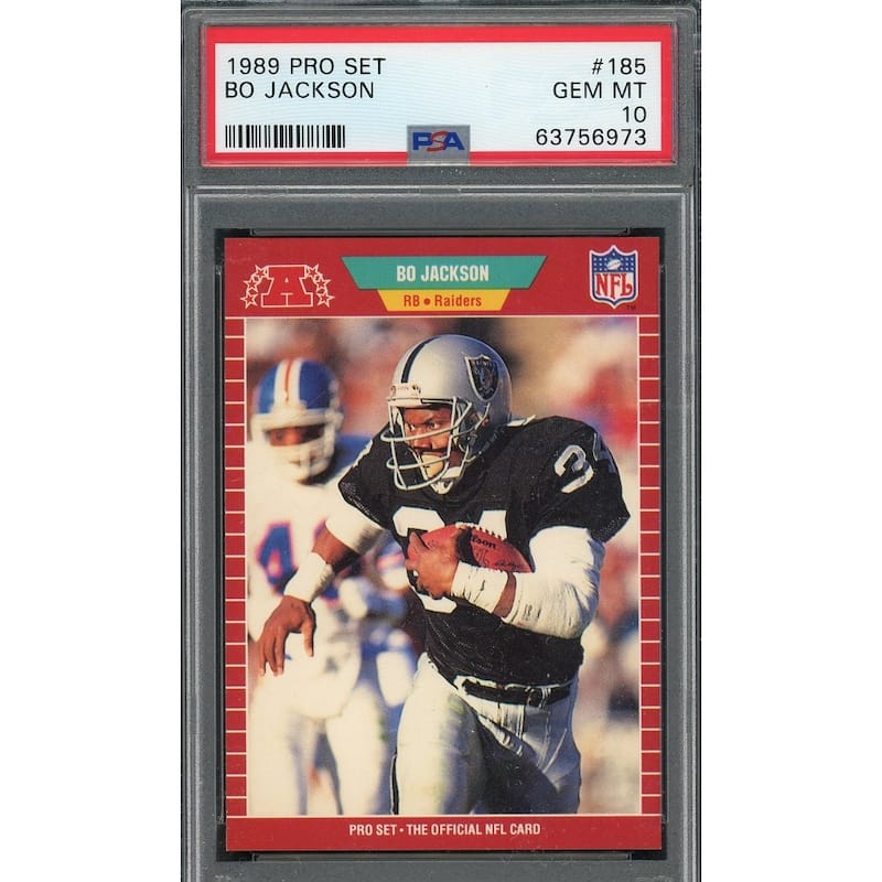 Bo Jackson 1989 Pro Set Football Card #185 Graded PSA 10 - 8'6" x 11'6"