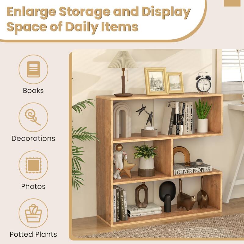Costway 3-Shelf Concave/Convex Bookshelf Room Organizer with