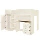 preview thumbnail 5 of 10, Beige Full Size Loft Bed with Built-in Wardrobe & Desk, Wood Loft Bedframe with Storage Shelves & Drawers for Kids Teens Bedroom