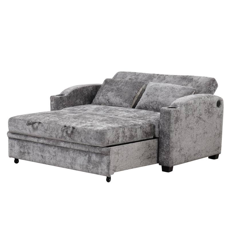Versatile 3-in-1 Pull Out Sofa Bed with Adjustable Backrest, Loveseat Couch Bed Sofa Bed with Reclining Back