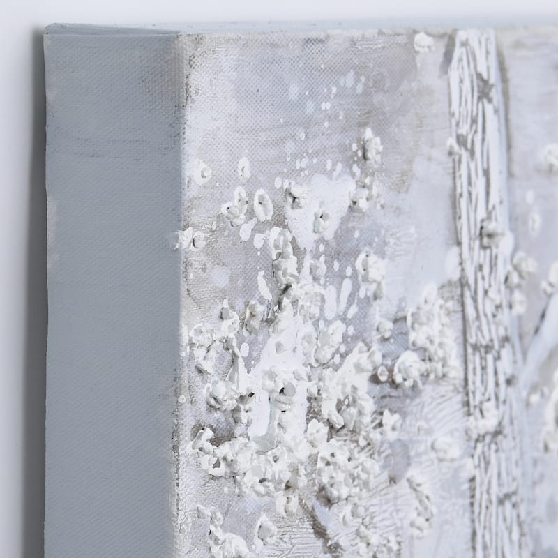 Silver Winter Textured Metallic Hand Painted Wall Art by Martin Edwards