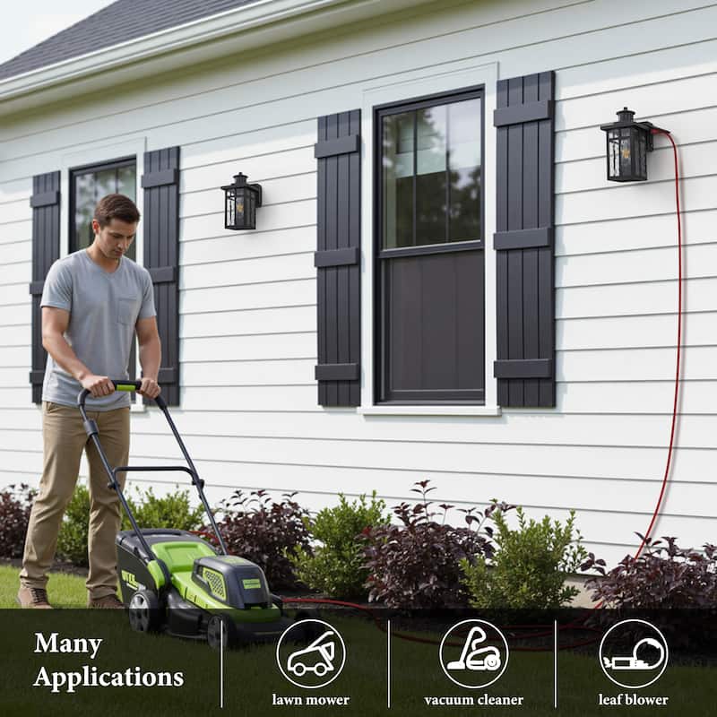 C Cattleya Matte Black Motion Sensor Dusk to Dawn Outdoor Wall Light with Water Glass and GFCI Outlet