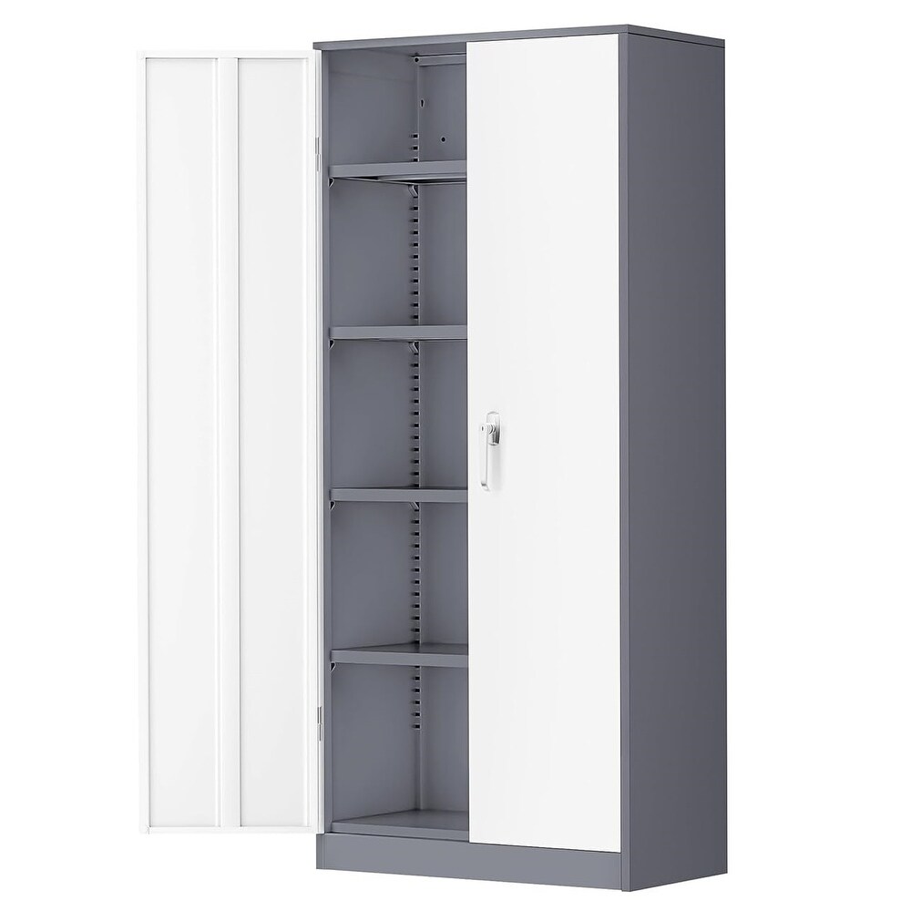 White metal garage shop cabinets