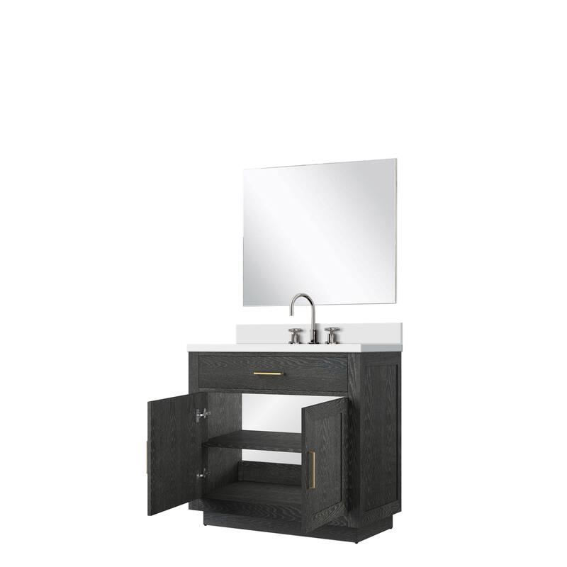 Abbey Bath Vanity with Quartz Top, Sink, Mirror and Faucet