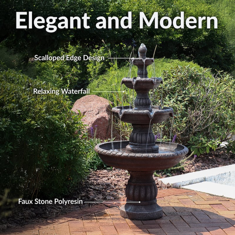 4-Tier Mediterranean Outdoor Water Fountain Backyard Feature -49" - 49"