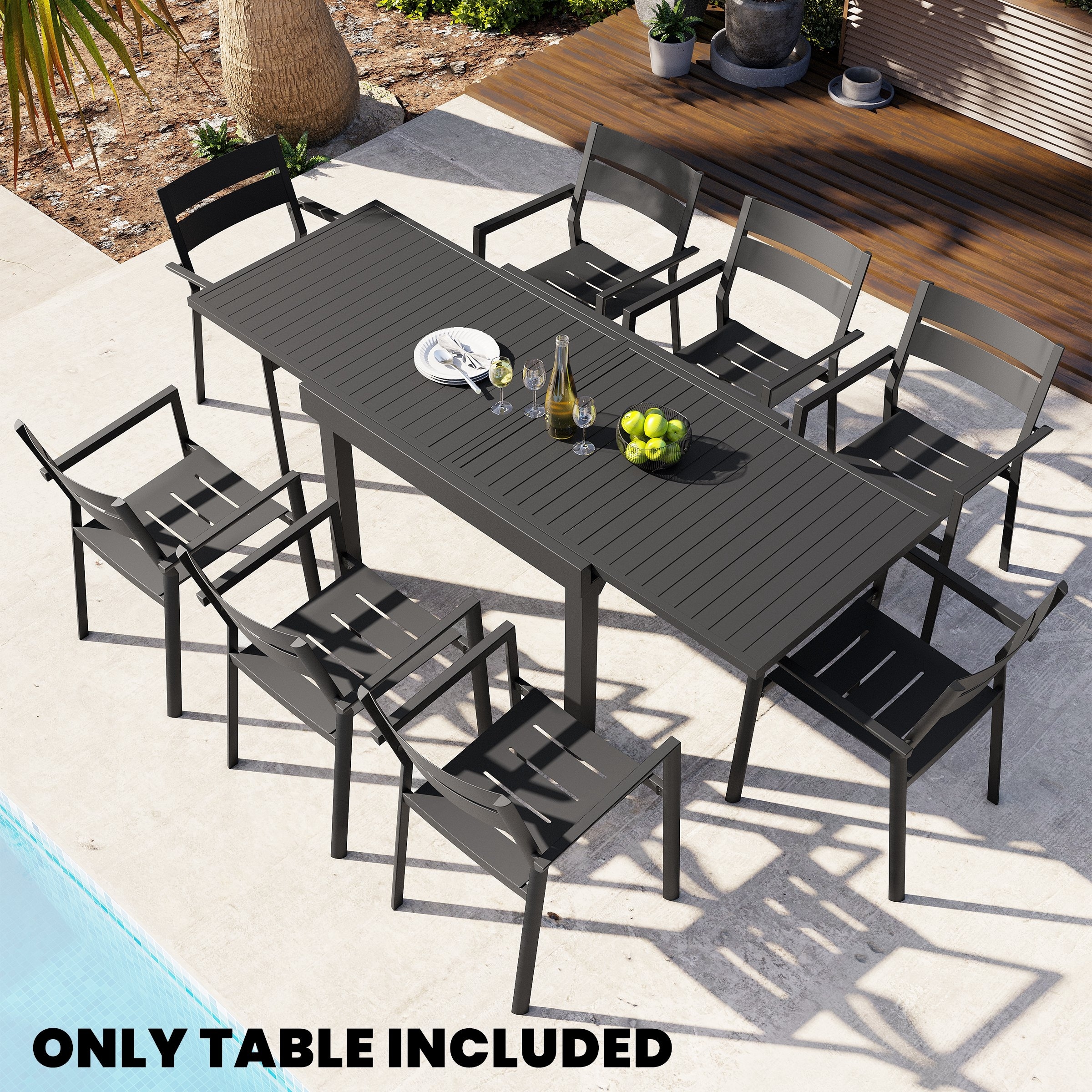 Outdoor Rectangle Aluminum Extendable Dining Table by Crestlive Products