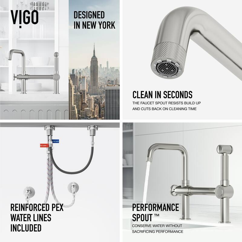 VIGO Cass 13" H Widespread Pull-Out Sprayer Kitchen Faucet